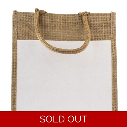 Jute With White Canvas Bag - Natural - Medium
